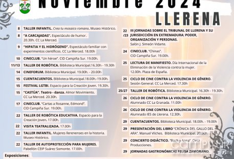 Agenda Cultural de Noviembre en Llerena